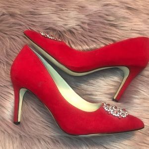 Adrienne Vittadini Red Suede Pump Heels
